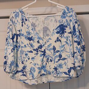 #11 3/$18 - H&M Blue/White Short Sleeve Top Size M